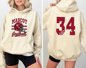 Custom Mascot Football Hoodie High School Helmet Hooded Sweatshirt Game Day Football Mom Pullover Team Spirit Hoodie