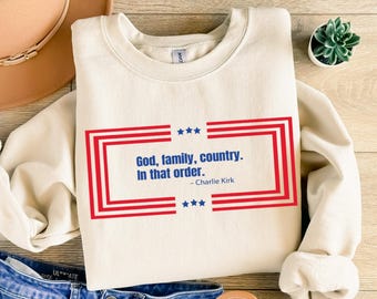 Sweat-shirt Charlie Kirk Tribute God Family Country, un vrai pull patriote, prières pour Charlie, sweat des droits de l'homme