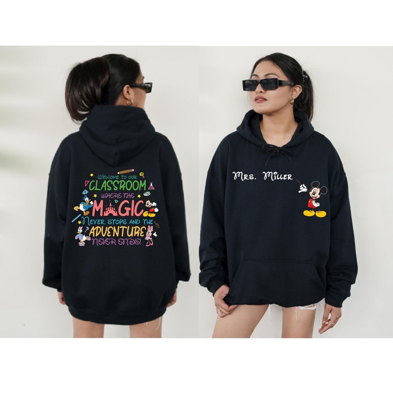 Personalized Teacher Hoodie, Teacher Hoodie, Mickey Mouse Hoodie, Disney Hoodie, Custom Name Hoodies, Disney Teacher Hoodie, School Hoodie