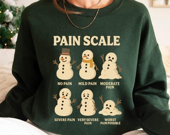 Christmas Pain Scale Sweatshirt;Xmas Nurse Sweater,Medical Holiday Sweat,Healthcare Worker Pain Assessment