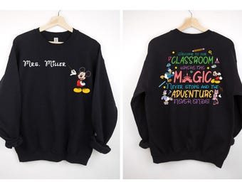 Personalized Teacher Sweatshirt, Teacher Sweatshirt, Mickey Mouse Sweatshirt, Disney Sweatshirt, Custom Name, Disney Teacher, School Sweats