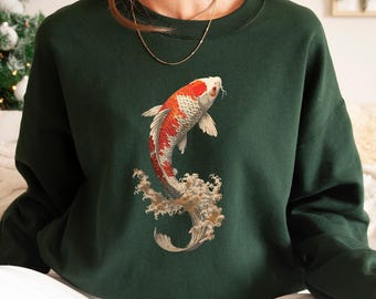 Retro Japanese Koi Fish Sweatshirt,Japanese Sweatshirt,Japanese Street Wear,Japanese calligraphy,Koi Fish Sweatshirt,Koi carper Japan Sweat