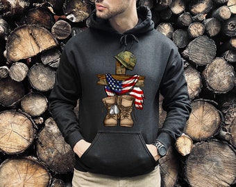 Military Hoodie, Veteran Hoodie, Veterans Day Hoodie, Patriotic Hoodie, Memorial Day Hoodie, American Flag Hoodie, Veterans Day Gift, Army