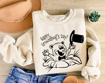 Happy Groundhog’s Day Sweatshirt, Groundhog Day Sweat, Groundhog Gifts, Groundhog Sweatshirt, Animal Sweatshirt, Animal Gift,Groundhog Movie