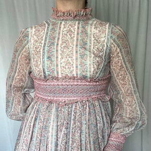 Vintage 1970s Pink and Blue Floral Maxi Dress