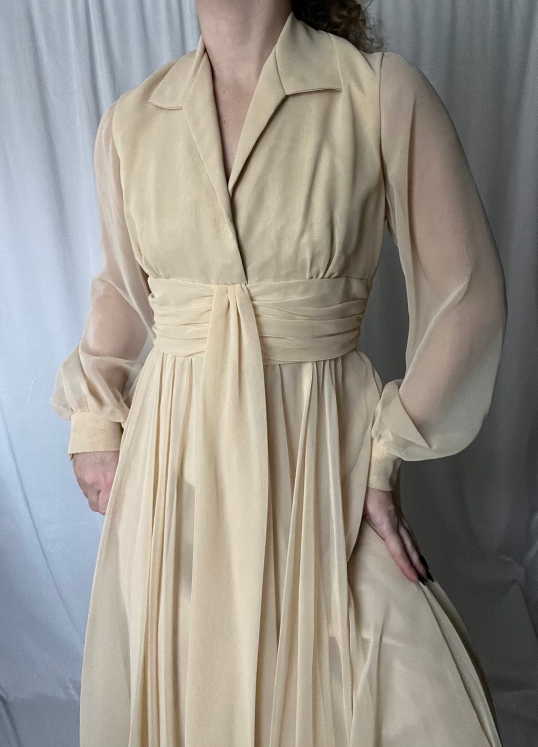 Vintage cream colored maxi dress