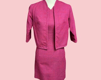 Ensemble robe et veste roses faits main vintage