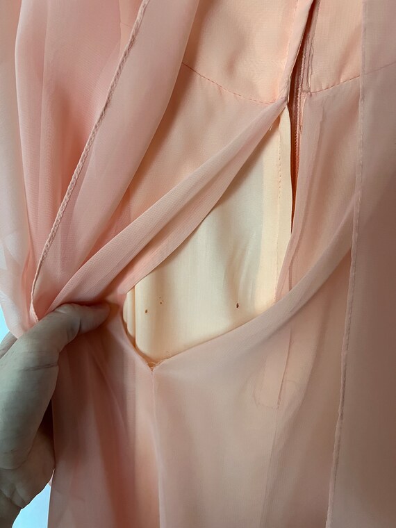 1960s Pastel Orange Dress With Sheer Cape Gem