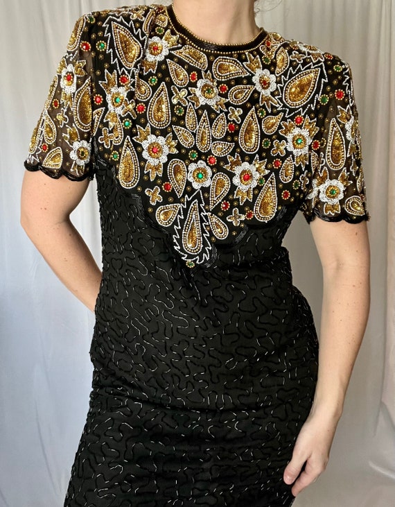 Vintage Laurence Kazar Beaded Cocktail Dress