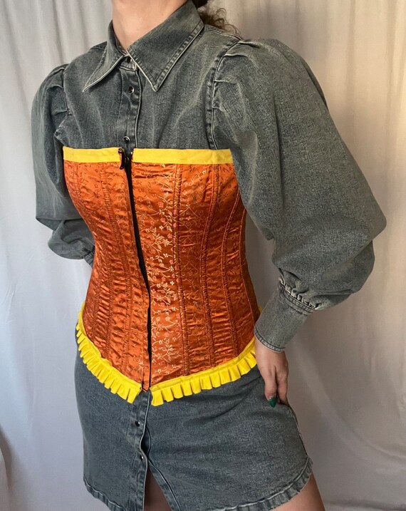 Vintage Orange and Yellow Corset - image 2