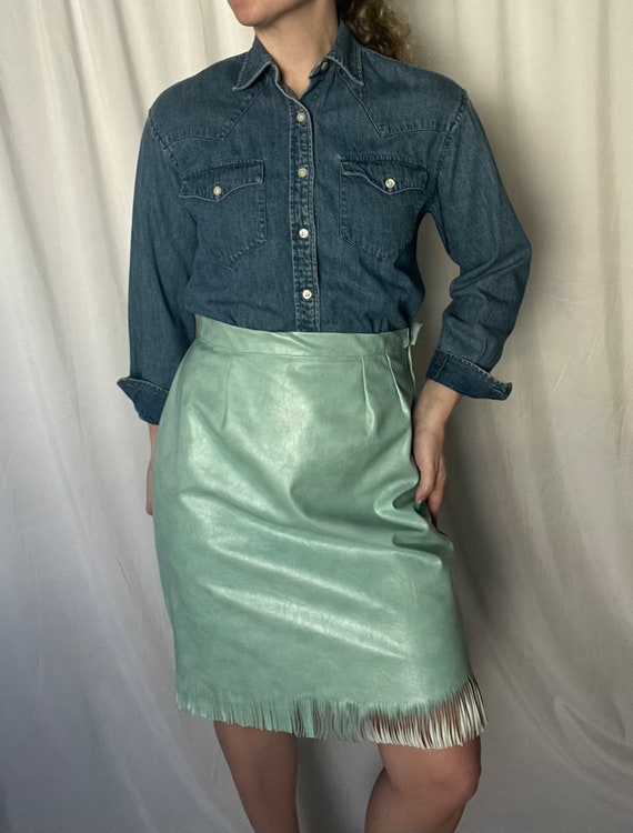 Handmade Blue Oil Cloth Skirt