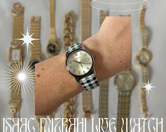 Isaac Mizrahi Live! Stretchy Black and White Watch