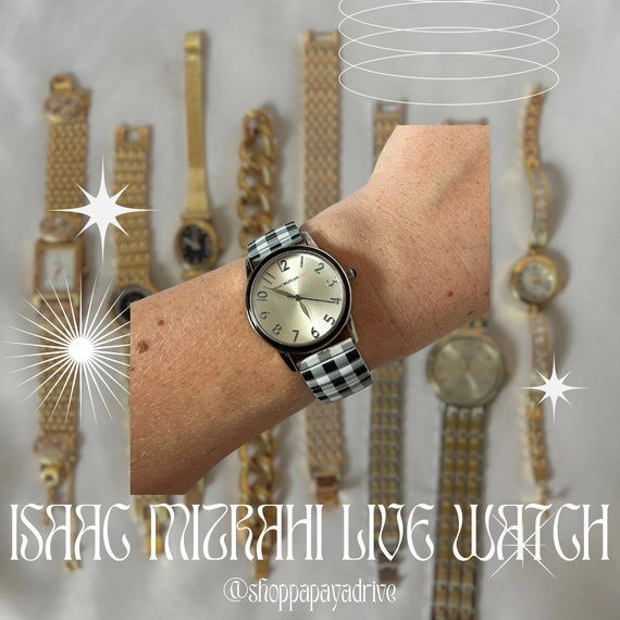 Isaac Mizrahi Live! Stretchy Black and White Watch - image 1