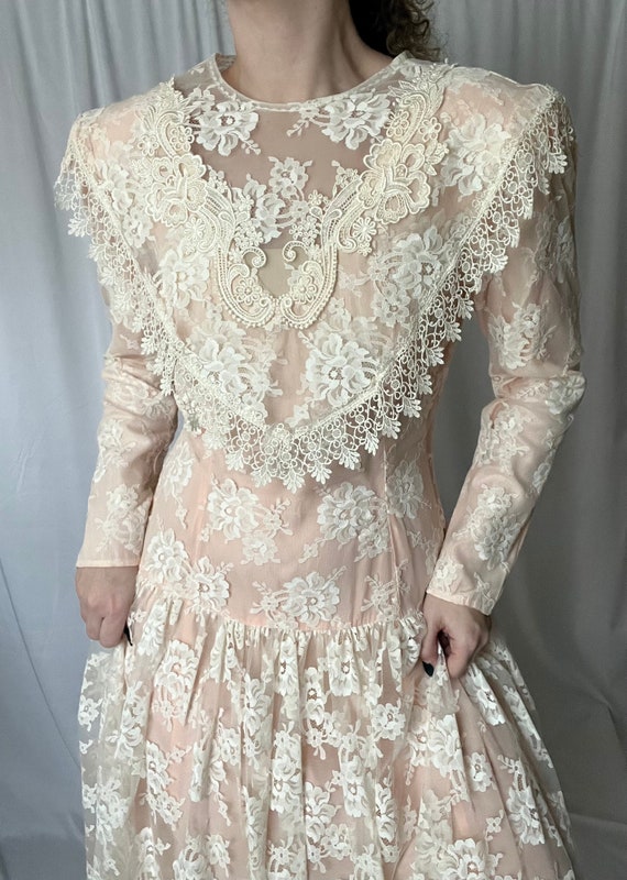 Vintage Scott McClintock Blush and White Lace Dres