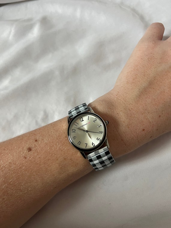 Isaac Mizrahi Live! Stretchy Black and White Watch - image 2