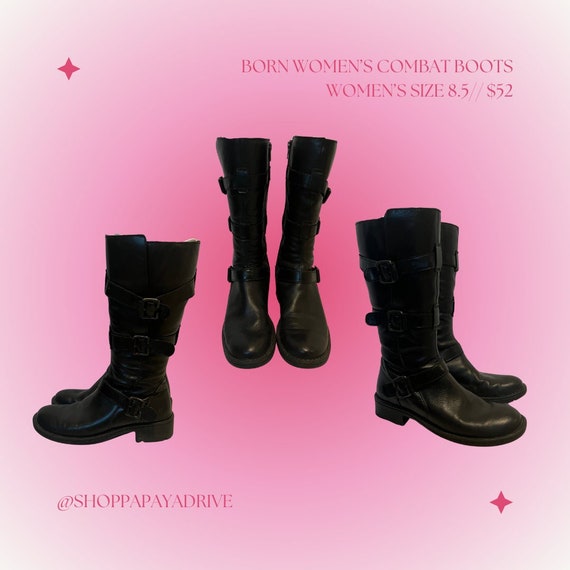 Born Women's Black Leather Combat Boots