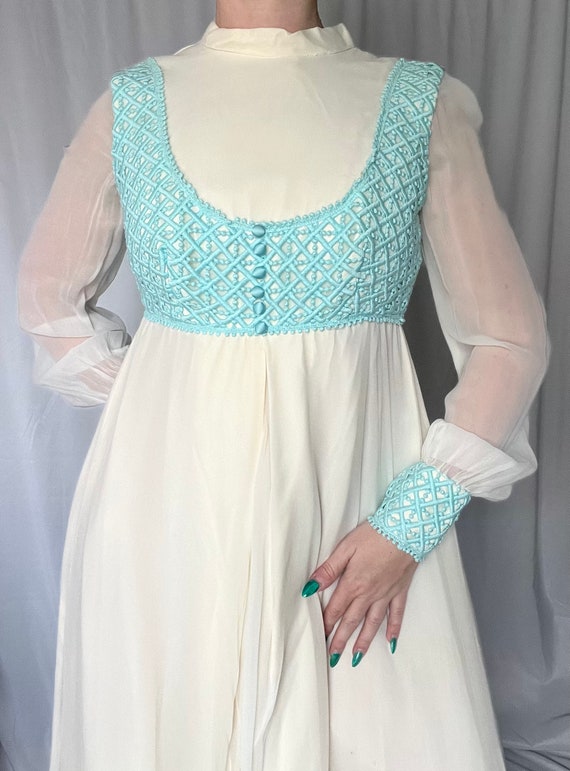 Vintage White Wide Leg Jumpsuit with Blue Vest Ove