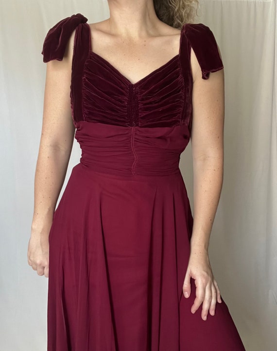 Vintage Chiffon and Velvet Maxi Dress