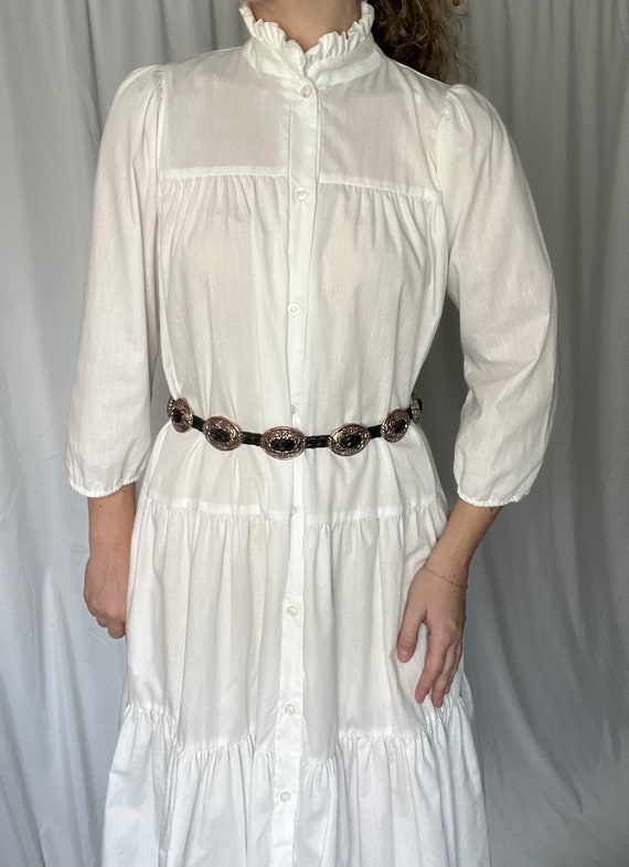 White Cottagecore Midi Tiered Prairie Dress - image 2