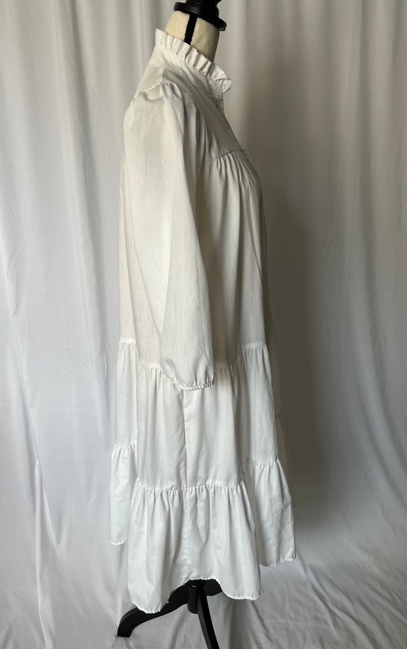 White Cottagecore Midi Tiered Prairie Dress - image 6