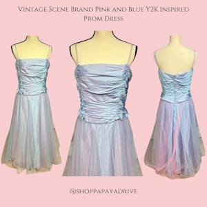 Vintage Scene Brand Pink and Blue Y2K Inspired Prom Dress