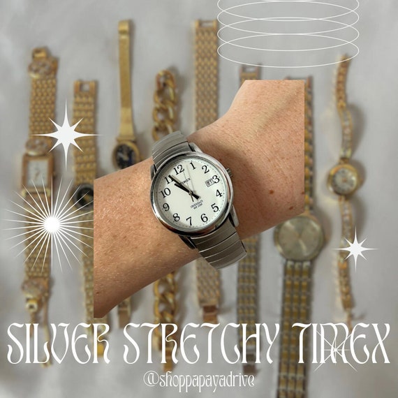 Stainless Steel Silver WR 30 M Stretchy Timex Watch with New Battery Etsy Canada