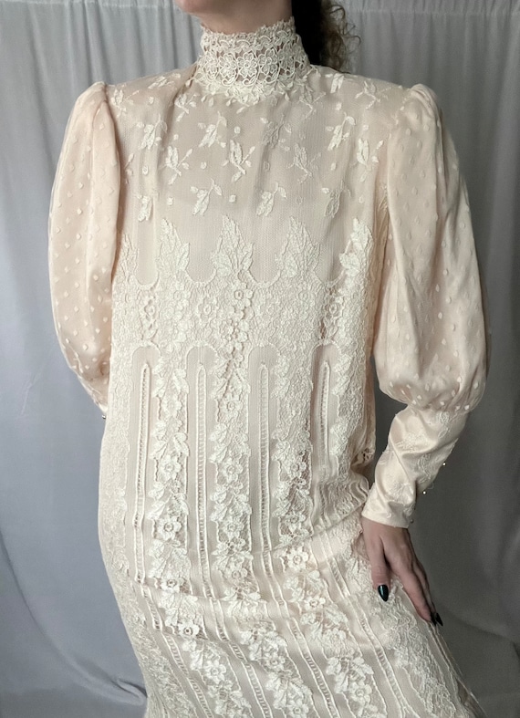 Vintage Jessica McClintock Blush Pink and Lace Wed