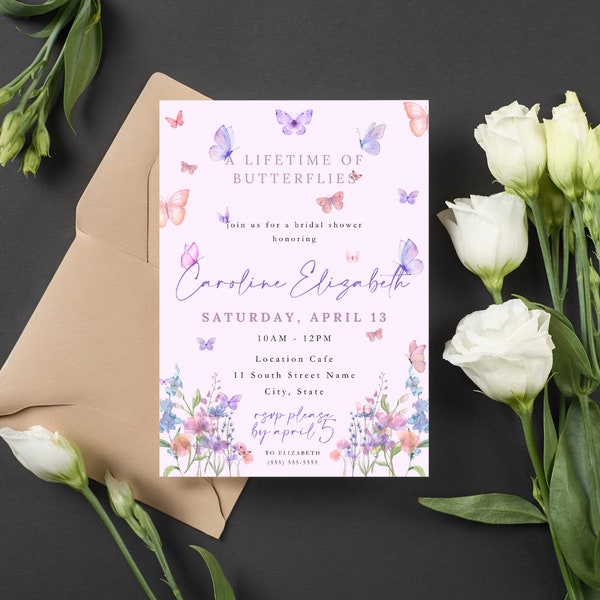 Lifetime of Butterflies Bridal Shower Invitation