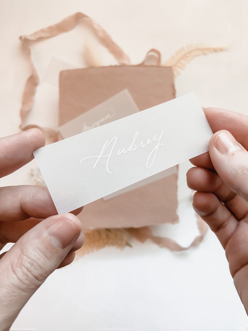 Calligraphy Vellum Wedding Place Cards Etsy