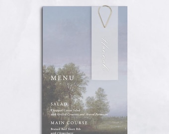 Wedding Menu with Calligraphy Name Tag - fine art spring landscape