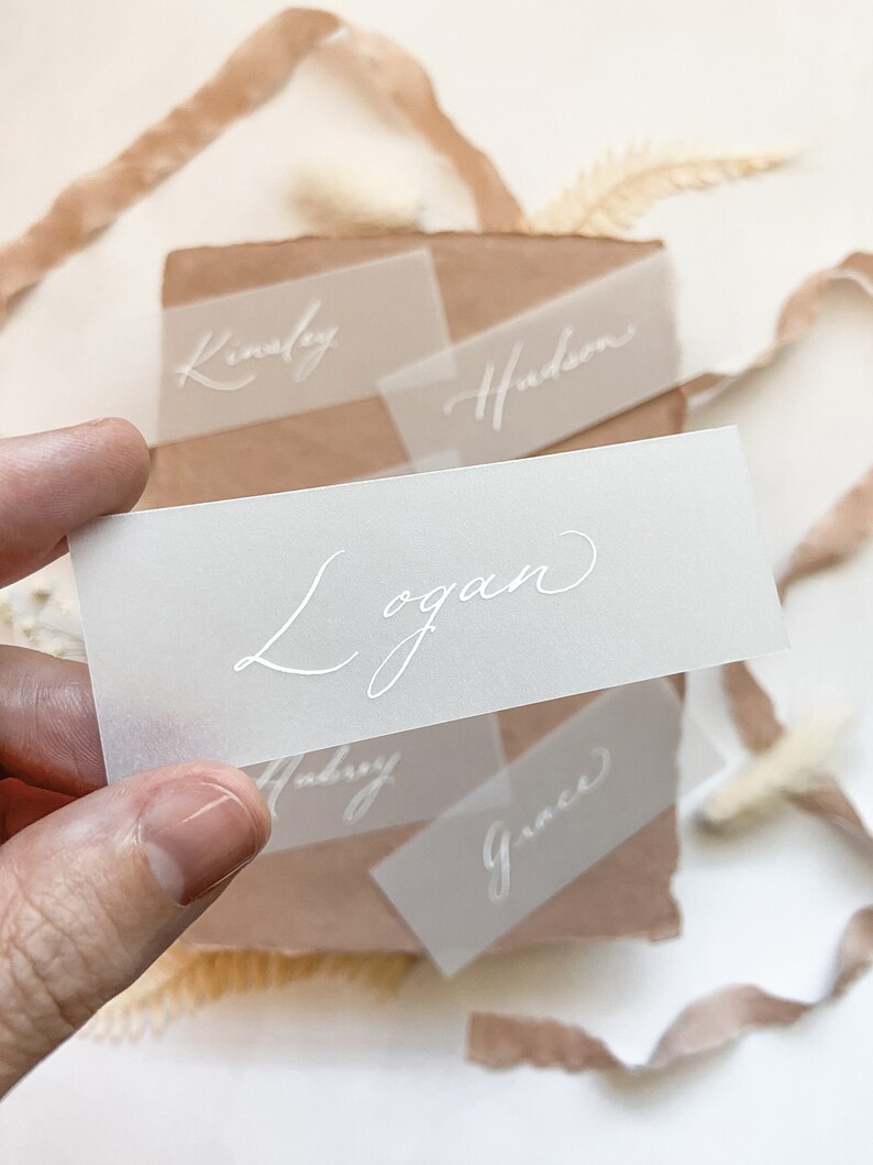 Calligraphy Vellum Wedding Place Cards Etsy