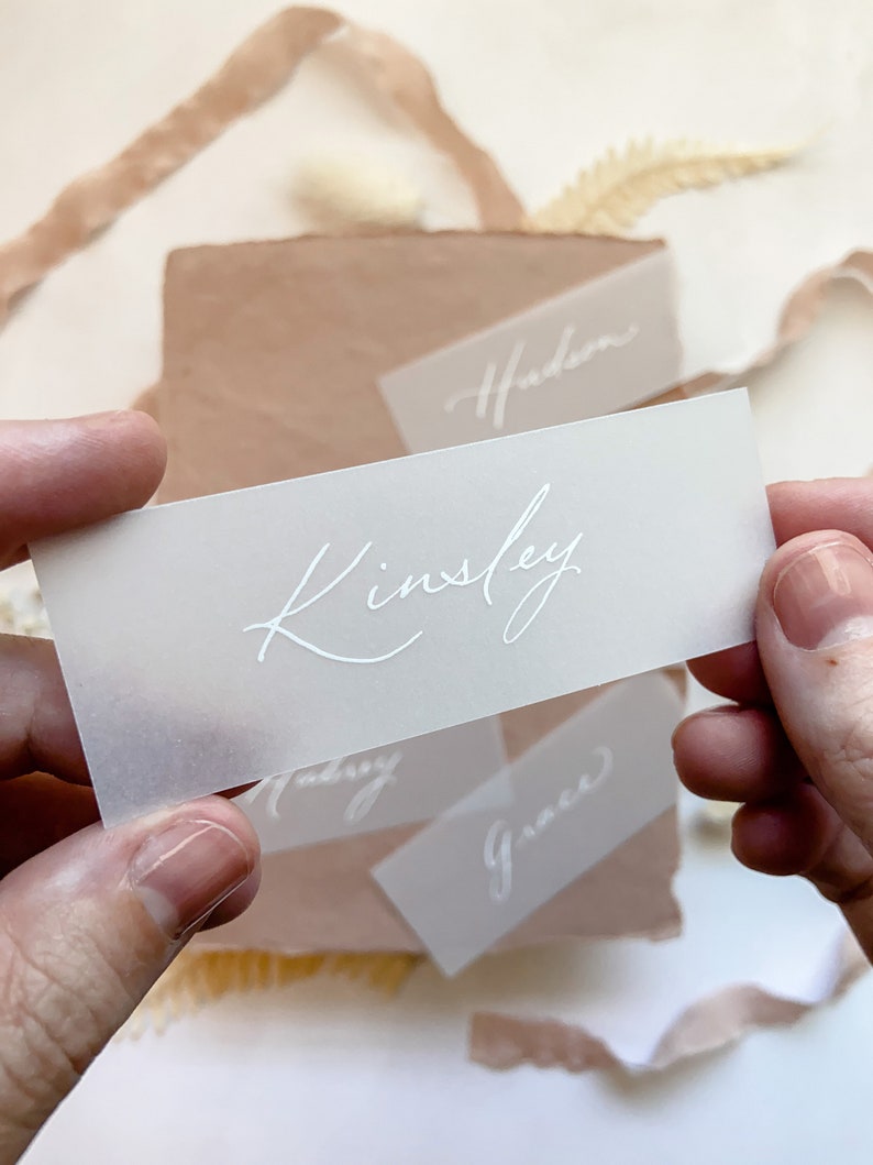 Calligraphy Vellum Wedding Place Cards Etsy