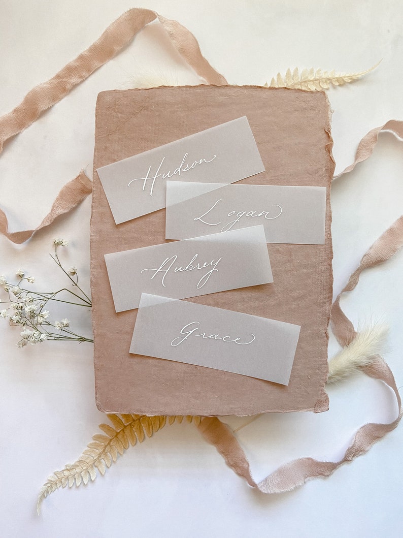 Calligraphy Vellum Wedding Place Cards Etsy