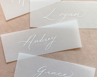 Calligraphy Vellum Wedding Place Cards