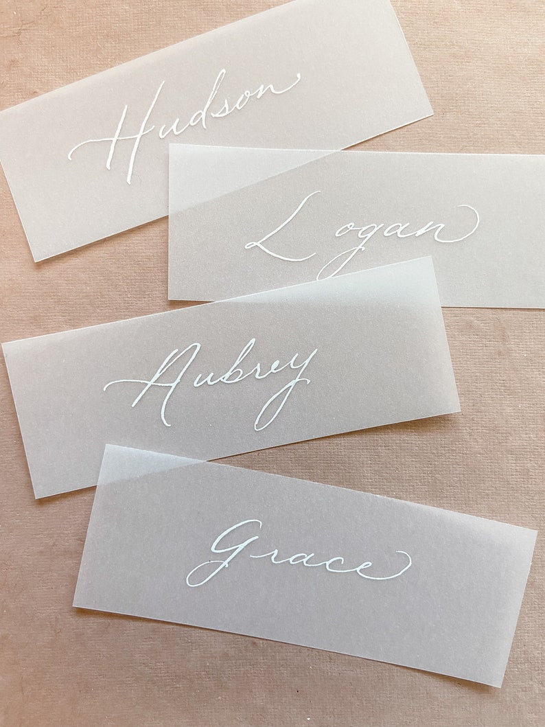 Calligraphy Vellum Wedding Place Cards image 1