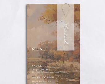 Wedding Menu with Calligraphy Name Tag - fine art golden hour landscape