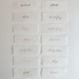 Calligraphy Wedding Place Cards - Deckled Edge Handmade Paper Scroll image 7