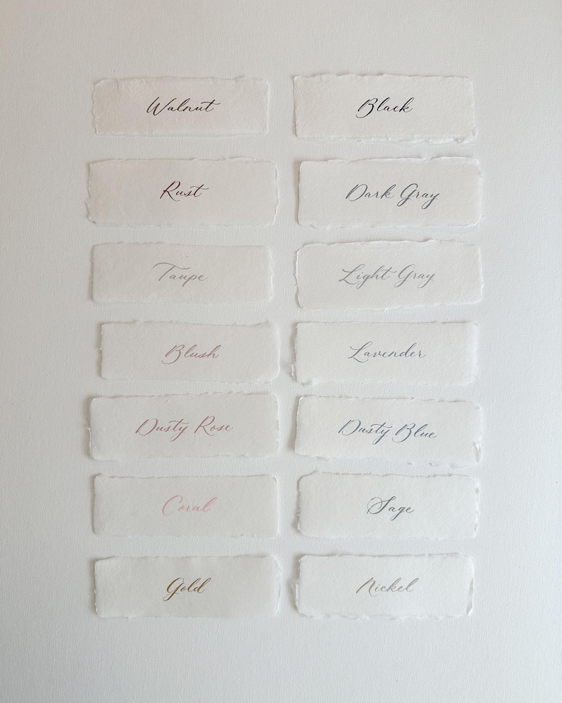 Calligraphy Wedding Place Cards - Deckled Edge Handmade Paper Scroll image 7
