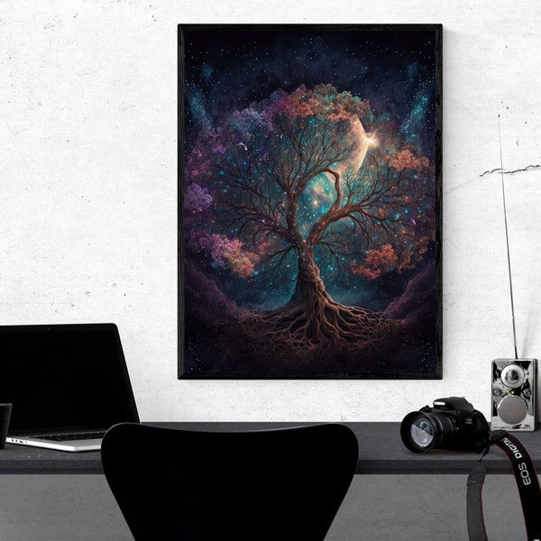 Tree of Life Art, AI Digital Fantasy Art, Unreal Art, Fantasy Poster Home Wand Dekor Geschenkidee, KI Kunst, Tree of Life, Digital Print, AI