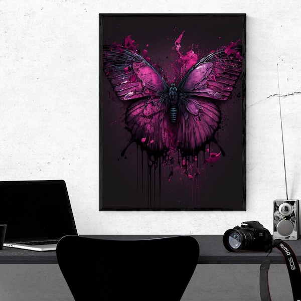 AI Art, Digital Butterfly, AI Digital Fantasy Art, Unreal Art, Fantasy Poster Home Wand Dekor Geschenkidee, KI Kunst, Schmetterling