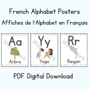 Download digital do pôster do alfabeto francês pastel