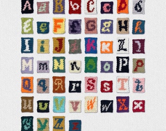 PDF PATTERN: Crochet Alphabet Appliques with color chart (alpha pattern)