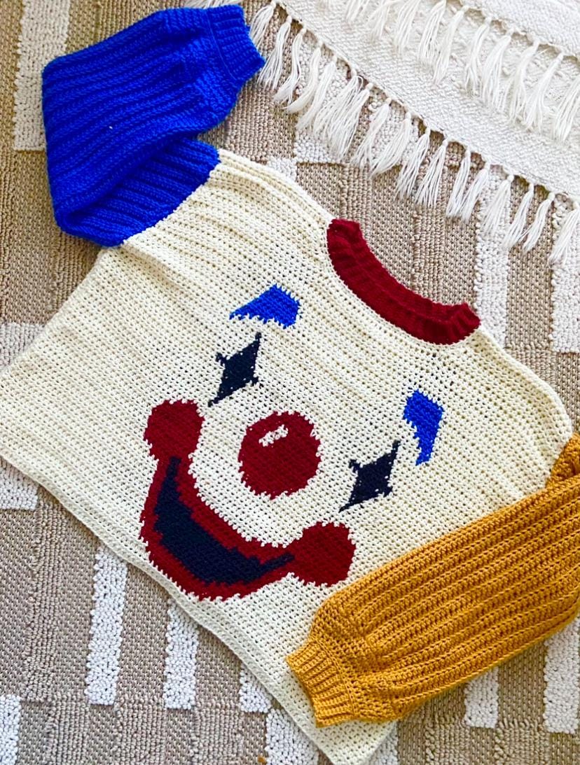 37 Clown Crochet Patterns to Add Color, Character, and Circus Charm 31 Clown College Sweater