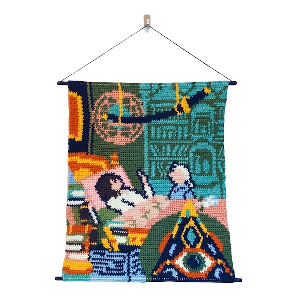 PDF PATTERN: Pendragon Trinket Holder - Digital Crochet pattern, crochet tapestry, crochet home decor, crochet wall hanging, earring holder