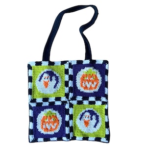 PDF: Creepy Cookie Tote - Digital Crochet pattern, crochet market bag, crochet halloween tote bag