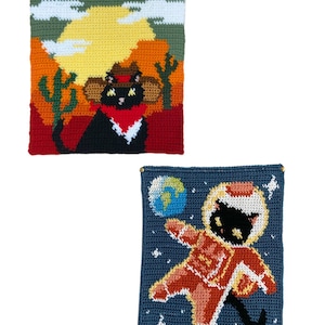 PDF BUNDLE: Career Cat Pattern Bundle - Digital Crochet pattern, crochet tapestry, crochet home decor, crochet wall hanging