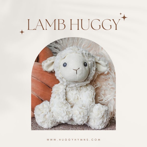 Huggy Hymns Musical Plüschtier Lamm - Hilft den Kleinen beim Einschlafen in der Liebe und dem Frieden von Jesus - Babygeschenk