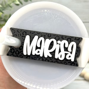 Tumbler Name Tag 20, 30 or 40 oz, Leopard Cup Name Topper, Personalized Gold Tumbler Decoration, Acrylic Name Plate, Stocking Stuffer