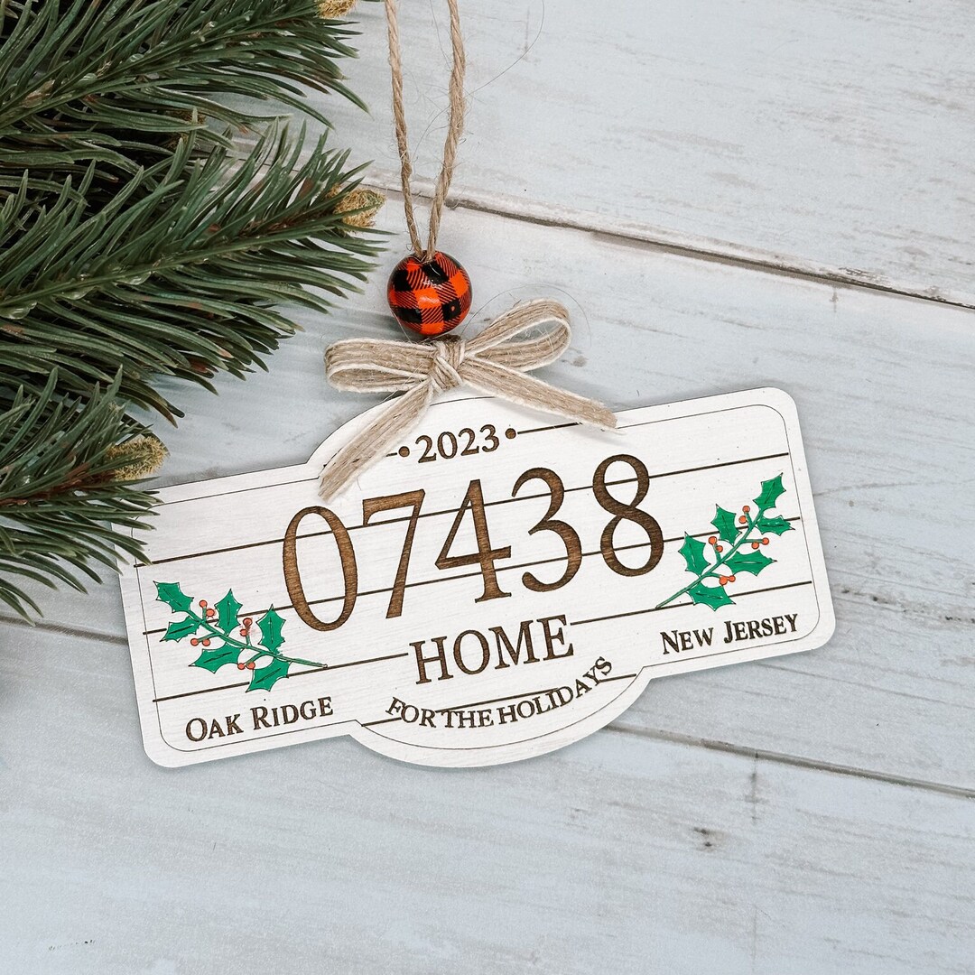 Zip Code Ornament Custom Hometown Decoration Farmhouse Ornament Custom