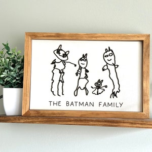 Mother's Day Gift, Kids Art Gift, Custom 3D Wood Kids Drawing, Kids Art Print, Mom Gift, Laser Cut Wood Drawing for Playroom, Grandma Gift